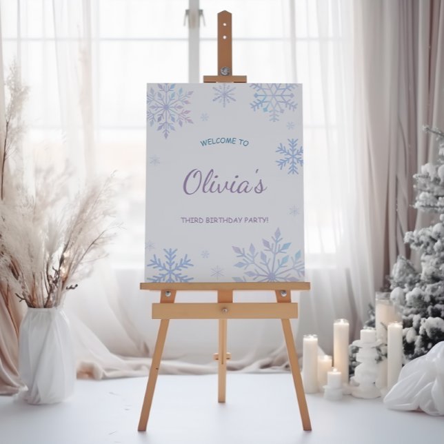 Snowflake Winter 1st Birthday Wonderland Welcome  Poster (Creator Uploaded)