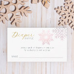 Snowflake Winter Baby Diaper Raffle - Pink & Gold Enclosure Card<br><div class="desc">Snowflake Winter Baby Diaper Raffle - Pink raffle ticket</div>