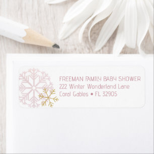 Snowflake Winter Baby Shower Address Label – Gold  Return Address Label