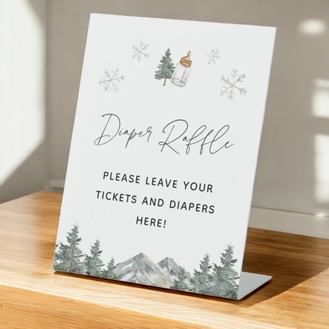 Snowflake Winter Baby Shower Diaper Raffle Sign (Creator Uploaded)