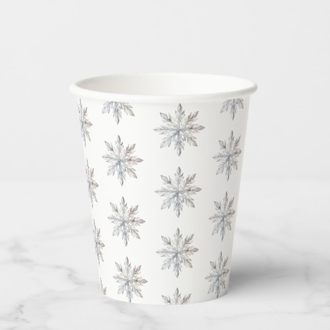 Snowflake Winter Baby Shower Paper Cups (Front)