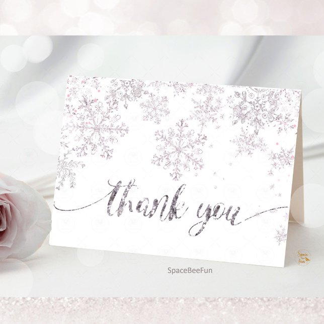 Snowflake Winter Baby shower  Thank You Card (snowflake baby shower,thank you card,winter baby shower,baby shower,snowflake theme,winter wonderlan)