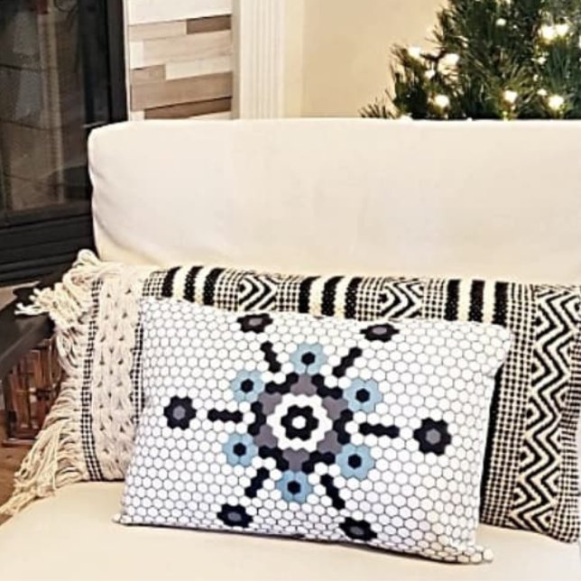 Snowflake Winter Blue Gray Tile Holiday Decorative Cushion (Creator Uploaded)