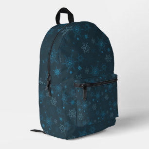 Snowflake winter blue seamless pattern printed backpack