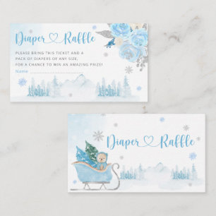 Snowflake Winter Boho Teddy Bear Diaper Raffle Enclosure Card
