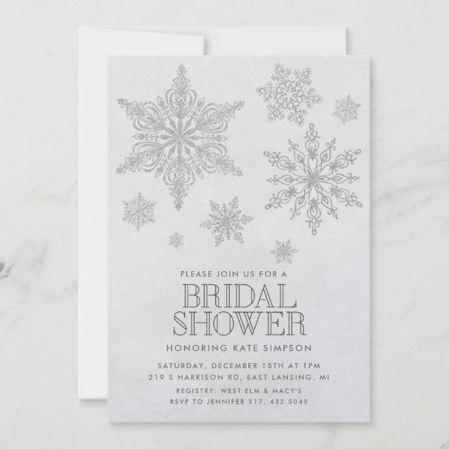 Snowflake Winter Bridal Shower Invitation (Front)