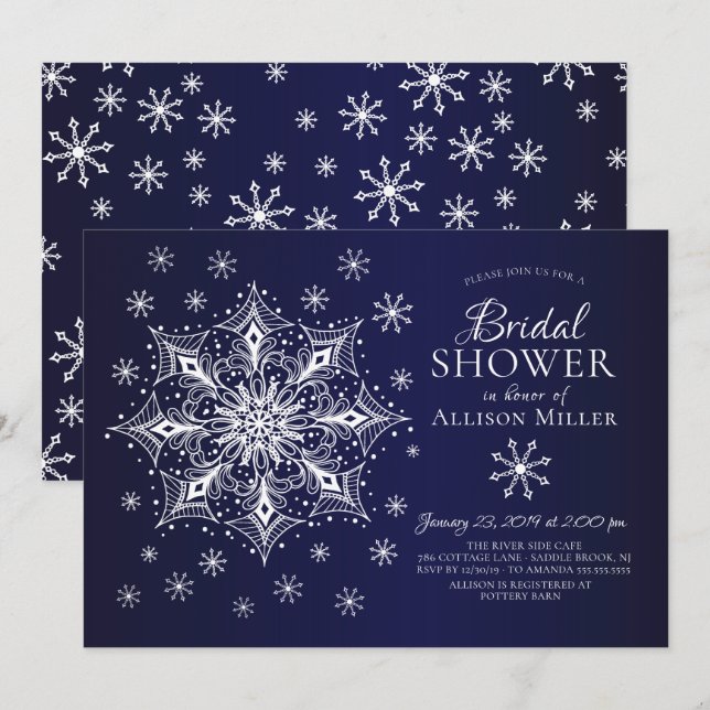 Snowflake Winter Bridal Shower Invitation (Front/Back)