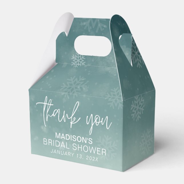 Snowflake Winter Bridal Shower Thank You Favour Box (Front Side)