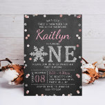 Snowflake Winter Chalkboard 1st Birthday Invitation<br><div class="desc">Celebrate in style with these trendy 1st birthday invitations. This design is easy to personalise with your special event wording and your guests will be thrilled when they receive these fabulous invites.</div>