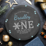 Snowflake Winter Chalkboard 1st Birthday Paper Plate<br><div class="desc">Celebrate in style with these fun and modern 1st birthday party paper plates. The design is easy to personalise with your own wording and your family and friends will be thrilled when they see these fabulous paper plates. Matching party items can be found in the collection.</div>