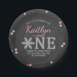 Snowflake Winter Chalkboard 1st Birthday Paper Plate<br><div class="desc">Celebrate in style with these fun and modern 1st birthday party paper plates. The design is easy to personalise with your own wording and your family and friends will be thrilled when they see these fabulous paper plates. Matching party items can be found in the collection.</div>