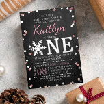 Snowflake Winter Chalkboard 1st Birthday Real<br><div class="desc">Celebrate in style with these sweet and very trendy real foil pressed 1st birthday invitations. This design is easy to personalise with your special event wording and your guests will be thrilled when they receive these fabulous invites.</div>