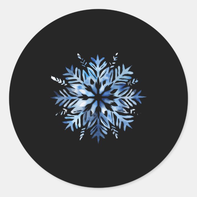 Snowflake Winter Christmas Matching  Classic Round Sticker (Front)