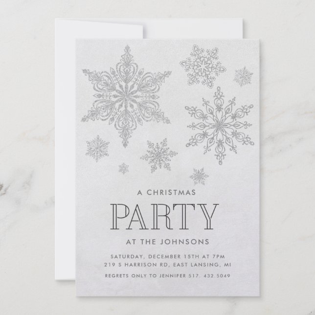 Snowflake Winter Christmas Party Invitation (Front)