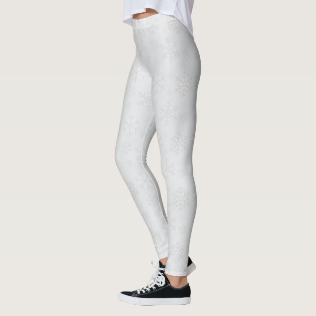 Snowflake Winter Christmas Pattern Leggings (Left)