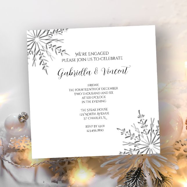 Snowflake Winter Engagement Party Invitation (Creator Uploaded)