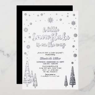 Snowflake Winter Forest Baby Shower Real Foil