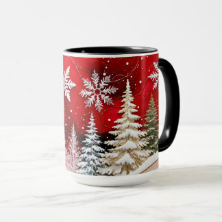 Snowflake Winter Forest Christmas Mug