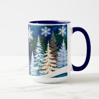 Snowflake Winter Forest Christmas Mug