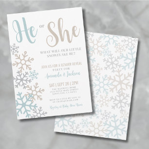Snowflake Winter Gender Reveal Invitation