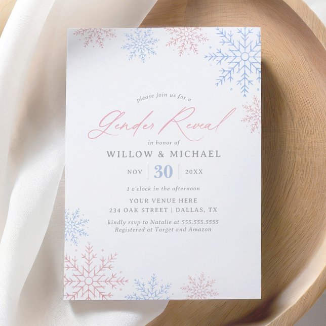 Snowflake Winter Gender Reveal Invitation (Creator Uploaded)