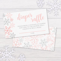 Snowflake Winter Girl Baby Shower Diaper Raffle