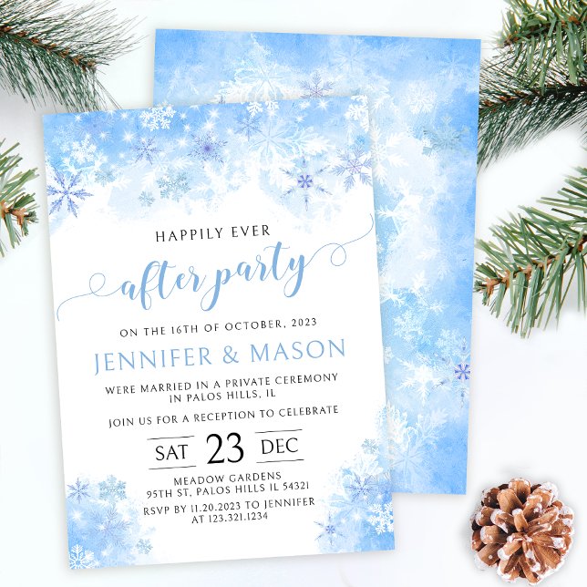 Snowflake winter happily ever after wedding invitation (Creator Uploaded)