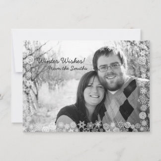 Snowflake Winter Holiday Card with Snow Frame