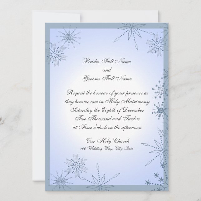 Snowflake Winter Ice Blue Invitation (Front)