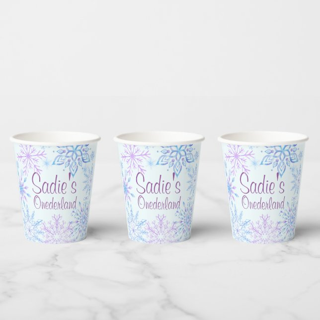 Snowflake Winter One-Derland First Birthday Paper  Cups (Multi)