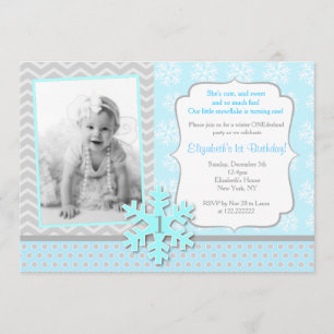 Snowflake Winter Onederland Birthday Invitation