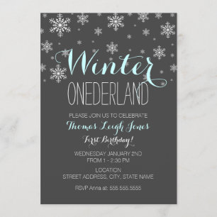 Snowflake Winter Onederland First Birthday Invite