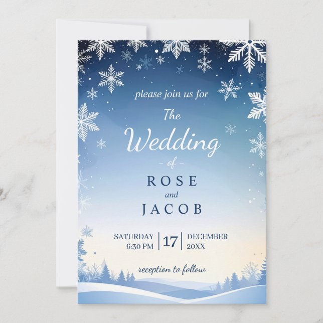 Snowflake Winter Wedding Invitation (Front)