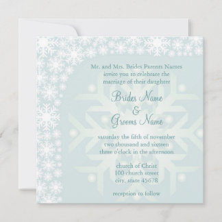 Snowflake Winter Wedding Invitation - Ice Green
