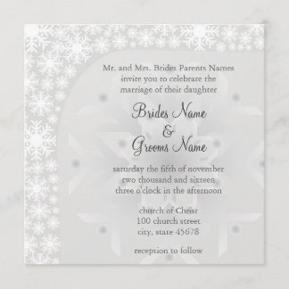 Snowflake Winter Wedding Invitation - Ice Grey