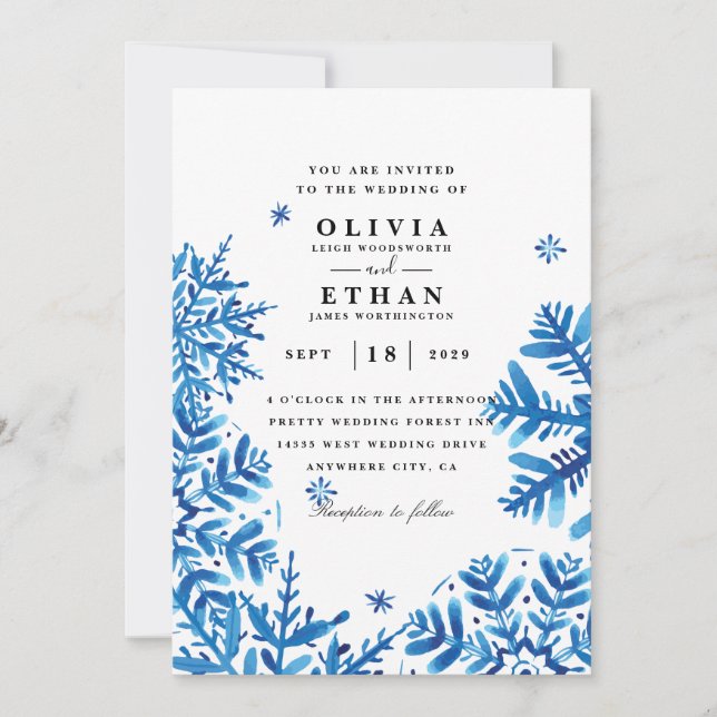 Snowflake winter wedding invitations (Front)