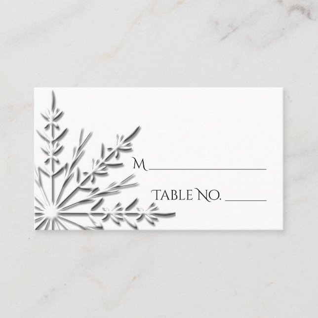 Snowflake Winter Wedding Place Card (Front)