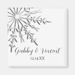 Snowflake Winter Wedding Save the Date Magnet