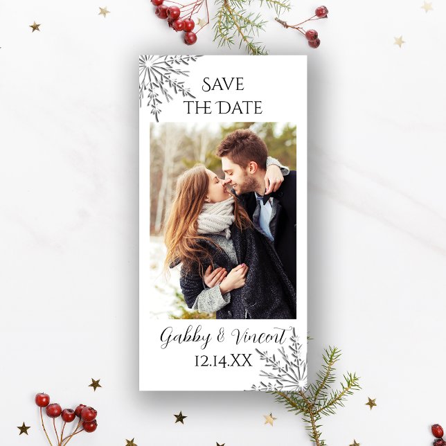 Snowflake Winter Wedding Save the Date Photo Card (Creator Uploaded)