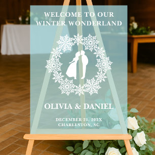 Snowflake Winter Wedding Welcome Acrylic Sign