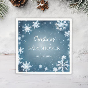 Snowflake Winter Wonderland Baby Shower Blue Napkin