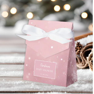 Snowflake Winter Wonderland Baby Shower Pink Favour Box
