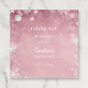 Snowflake Winter Wonderland Baby Shower Pink Favour Tags