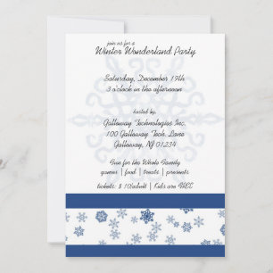 Snowflake Winter Wonderland Party Invitations