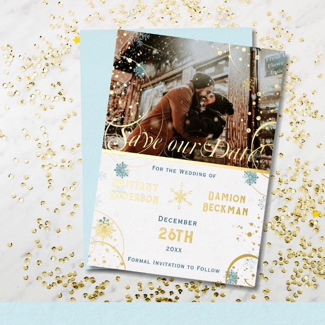 Snowflake Winter Wonderland Wedding Save the Date (Creator Uploaded)