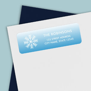 Snowflake Wintry Blue Gradient Return Address Label