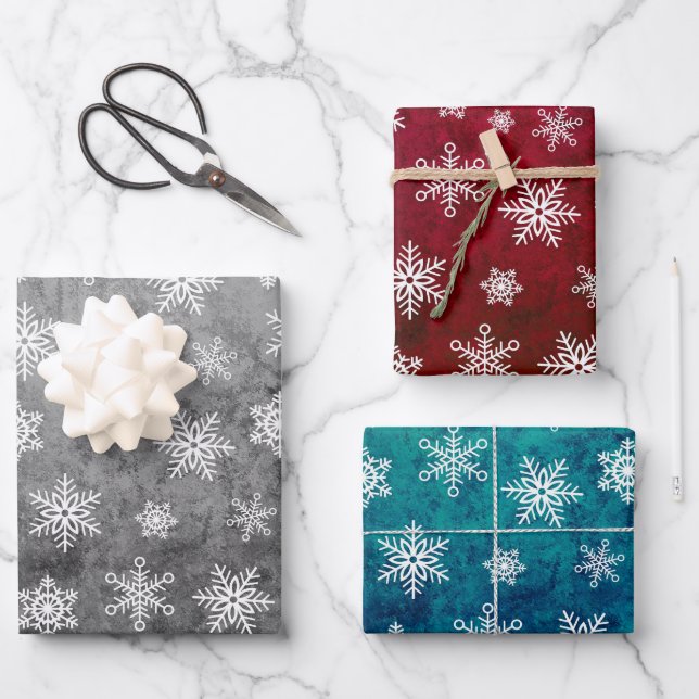 Snowflake Wrapping Paper - Bright Colour Christmas (Front)