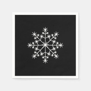 Snowflake Xmas Christmas Holiday Black White Napkin