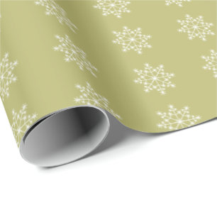 Snowflake Xmas Olive Green Christmas Holiday Wrapping Paper