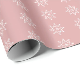 Snowflake Xmas Pastel Pink Christmas Holiday Wrapping Paper